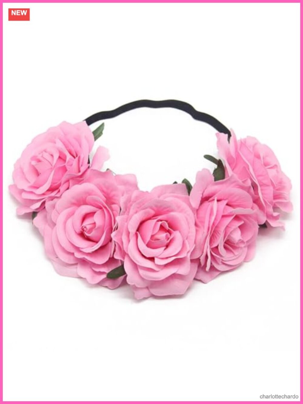 Rose Flower Crown Headband Fabric Hair Garland Wreath for Wedding Cosplay